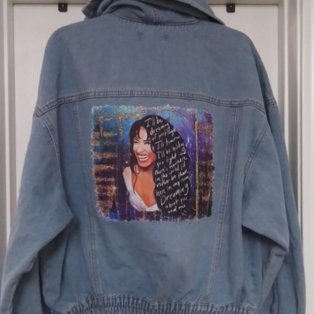 Selena Dreaming of You Graphic Print Jean Jacket Hoodie Size XL